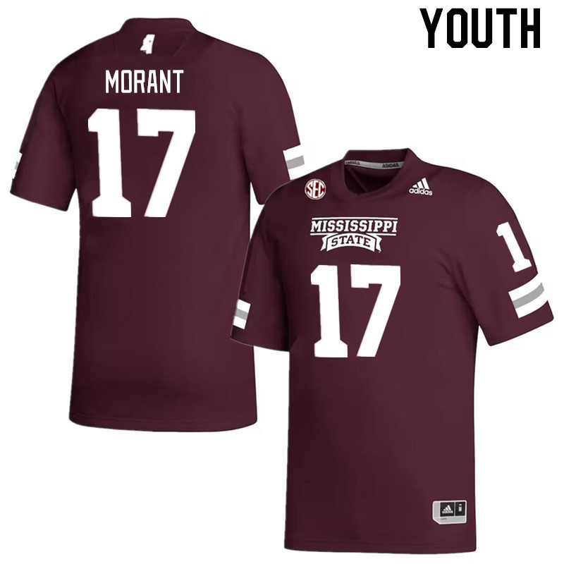 Youth #17 Jordan Morant Mississippi State Bulldogs College Football Jerseys Stitched Sale-Maroon